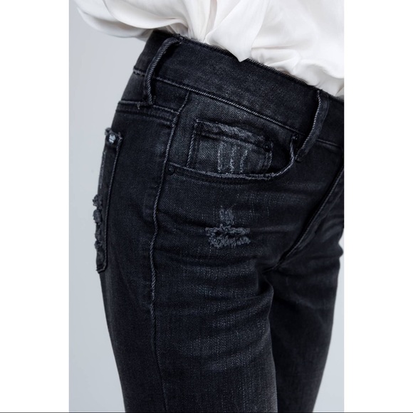 CLEARANCE Veronica Black Distressed Hem Boot Cut Jeans - Picture 12 of 16